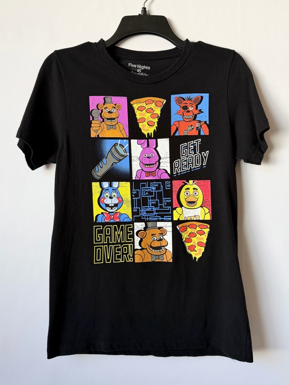 Five Nights at Freddy's FNAF Graphic T-Shirt Youth Medium 10/12 Black Unisex